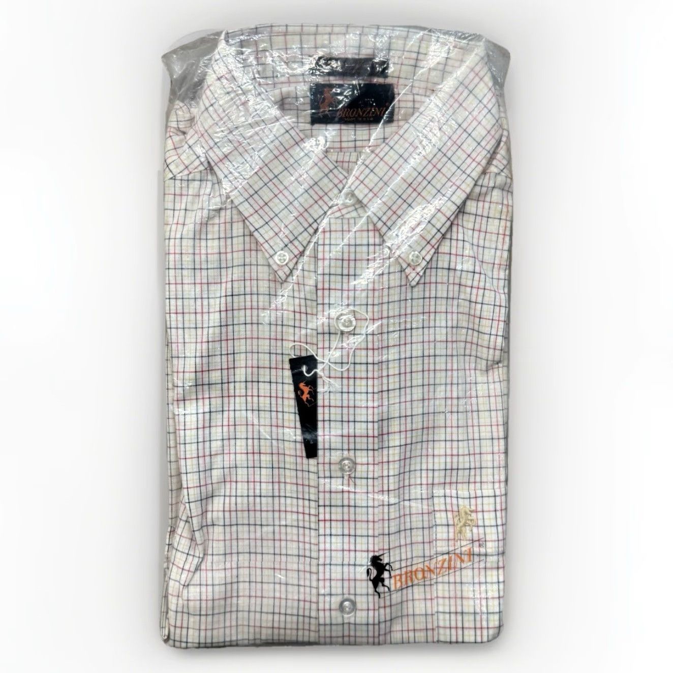 Vintage VINTAGE Bronzini Dress Shirt Mens Button Down Check Stripe 15.5 NOS White Size 42R - 2 Thumbnail