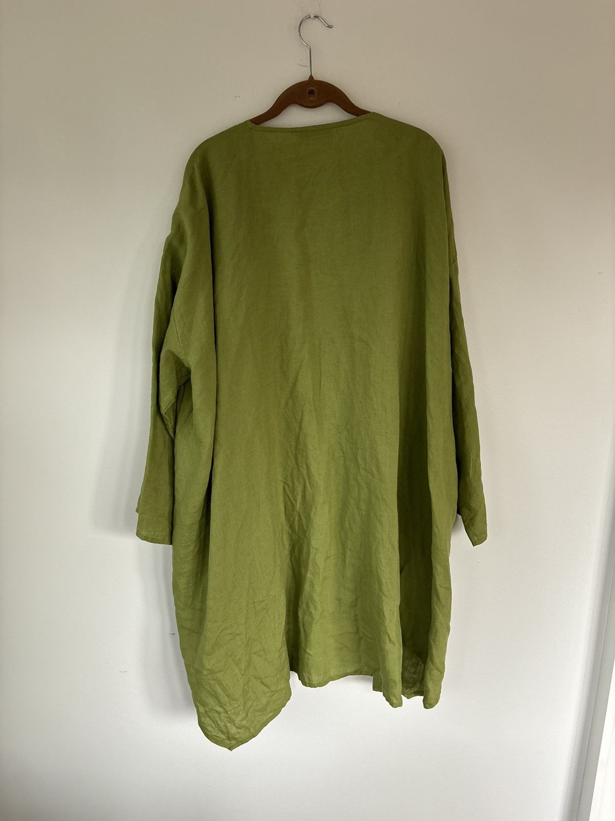 Designer × Vintage × eskandar Eskandar Linen Overshirt Prada Green Drapey Slouch Long Open Size ONE SIZE - 3 Thumbnail