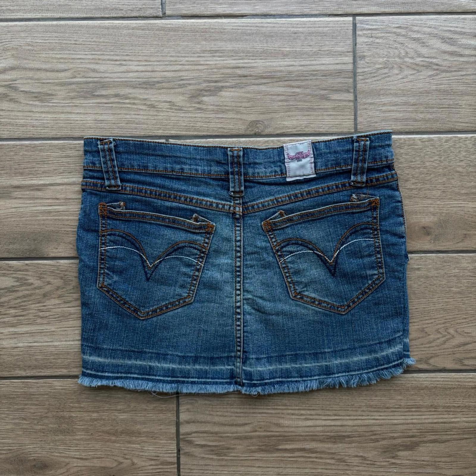 Other Y2K Grey Angel Grunge Embellished Mini Denim Skirt Size 30" / US 8 / IT 44 - 5 Thumbnail