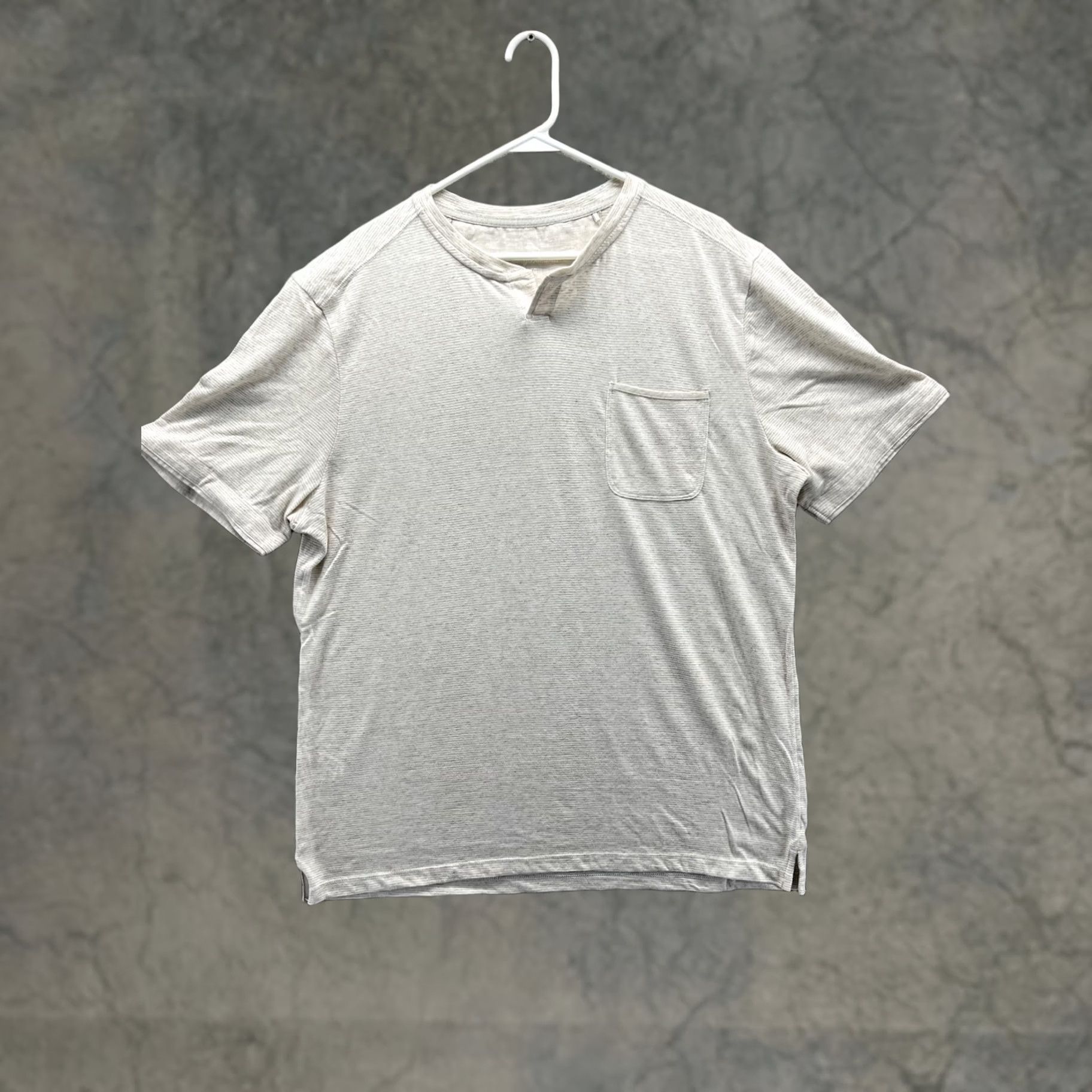 Tommy Bahama Tommy Bahama Mens Large Beige Striped Pocket Lightweight Tagless Crew Tee Size US L / EU 52-54 / 3 - 1 Thumbnail