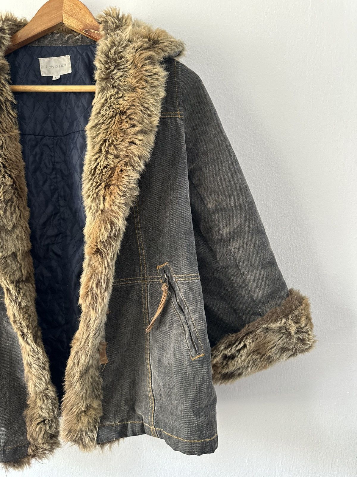 Japanese Brand Trois La Paix Foux Fur Vintage Herringbone Jacket Size US M / EU 48-50 / 2 - 3 Thumbnail