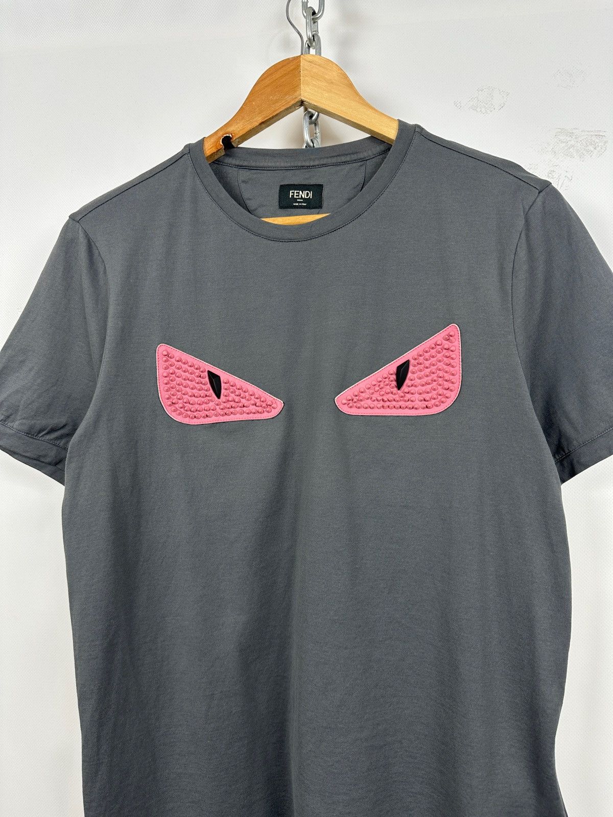 Fendi Fendi Monster Eyes Studded Gray T-Shirt Size US M / EU 48-50 / 2 - 2 Thumbnail