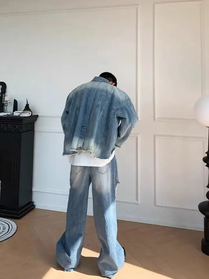 Japanese Brand Baggy Ripped y2k jeans pants obersized casual hip Hop holes Size US 32 / EU 48 - 4 Thumbnail