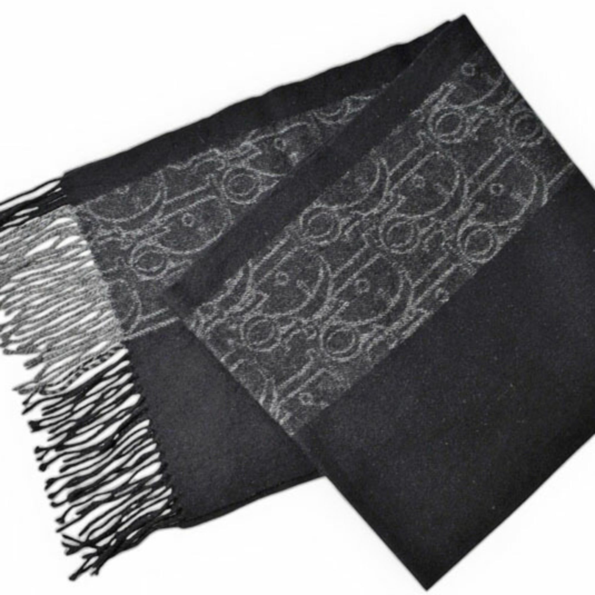 Dior Christian Dior Scarf, Winter Wool, Cashmere, Trotter Pattern, Black, Gray Size ONE SIZE - 1 Thumbnail