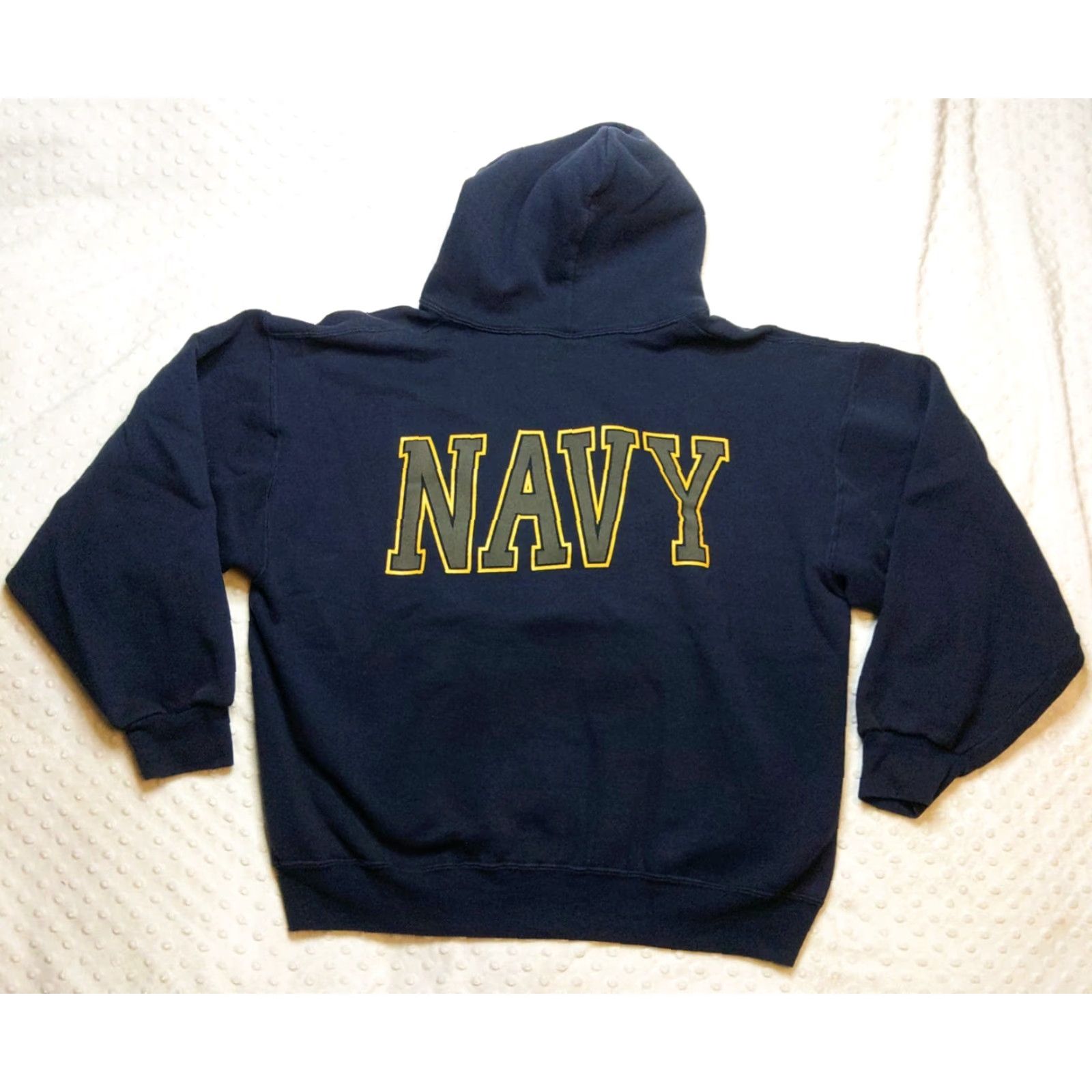 Soffe US Navy Hoodie Mens Large Blue Logo Pullover Sweatshirt Vintage Soffe Crew Neck Hooded Military USA Size US L / EU 52-54 / 3 - 7 Thumbnail