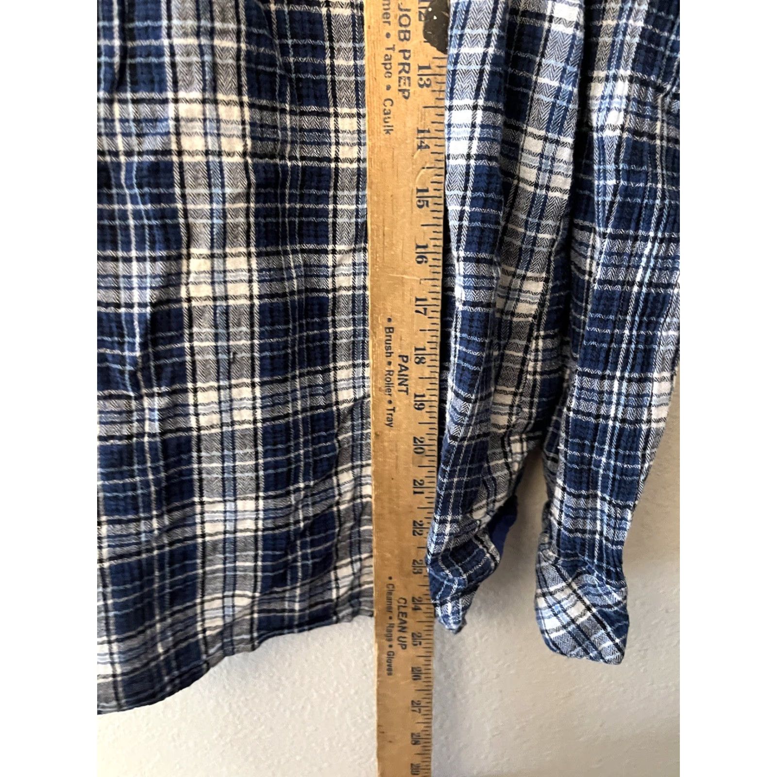 Vintage KUT from the Kloth Womens Plaid Shirt Blue White Snap Front Button Front Collared 100% Cotton Size M Size M / US 6-8 / IT 42-44 - 4 Thumbnail