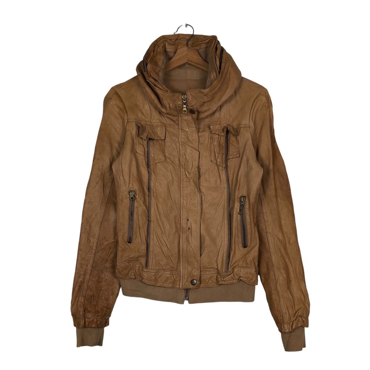 Japanese Brand 📌Cropped Leather Jacket Biker Bondage Design Issey Miyake Size US M / EU 48-50 / 2 - 2 Thumbnail