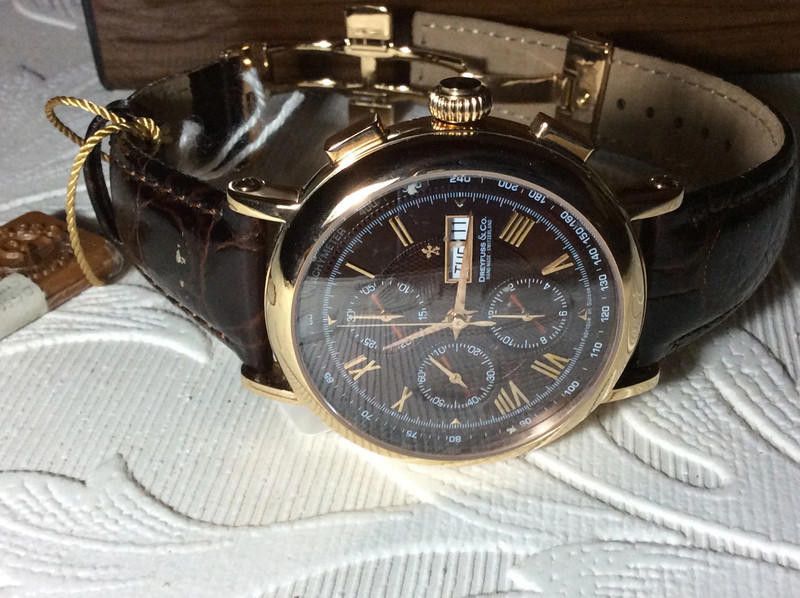 Designer dreyfuss&co men's rose gold dial brown leather strap watch Size ONE SIZE - 6 Thumbnail