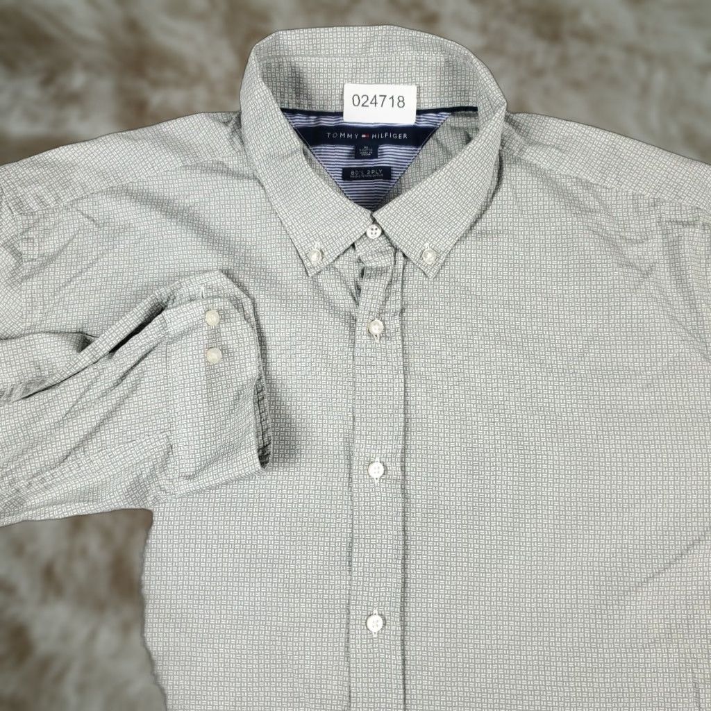 Tommy Hilfiger Tommy Hilfiger Shirt Mens XL Gray Geometric Button-Up Long Sleeve Casual Business Formal Workwear Size US XL / EU 56 / 4 - 1 Thumbnail