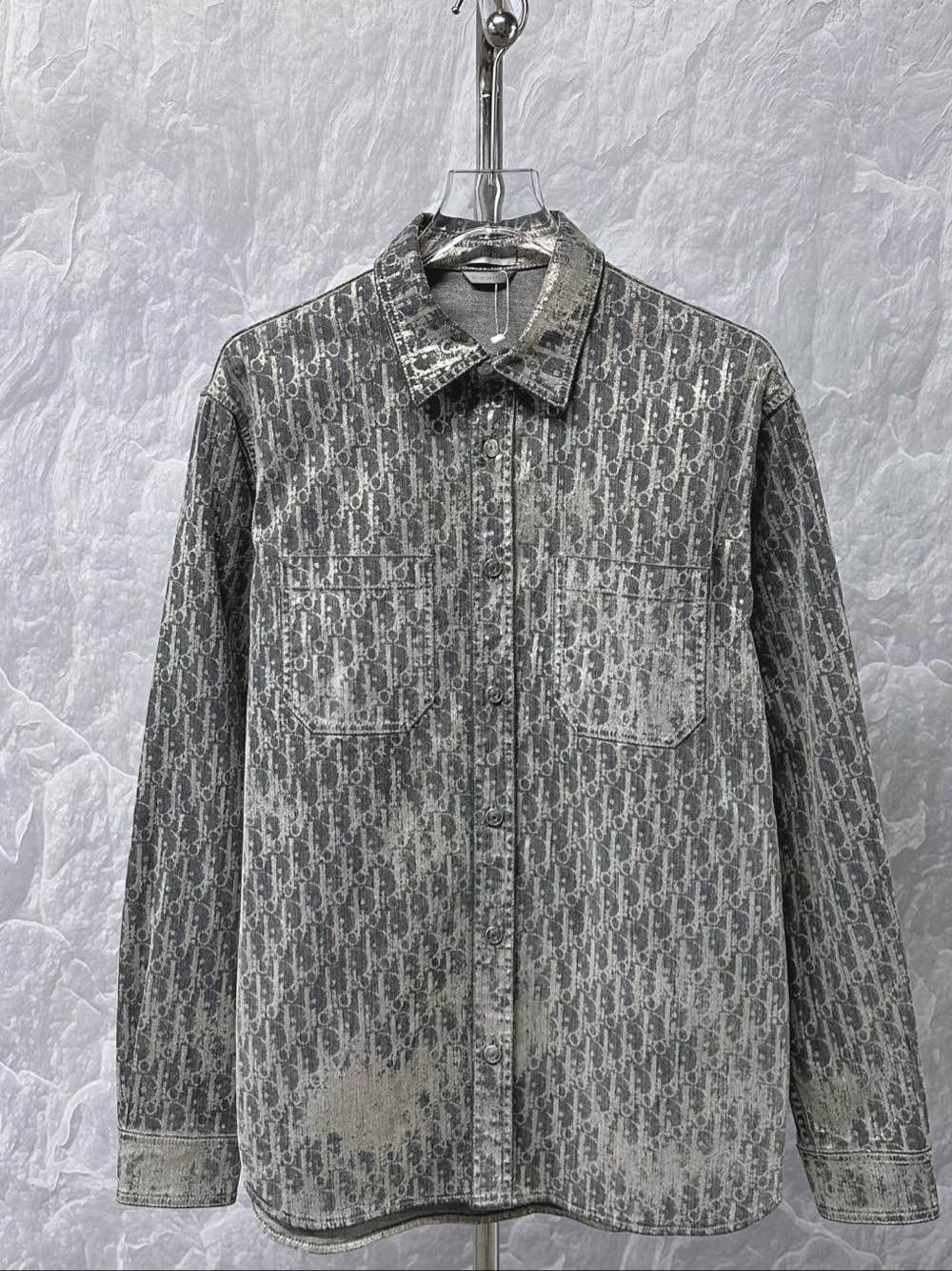 Dior Dior Oblique Logo Distressed Button Up Shirt Size 39 Size US M / EU 48-50 / 2 - 1 Thumbnail