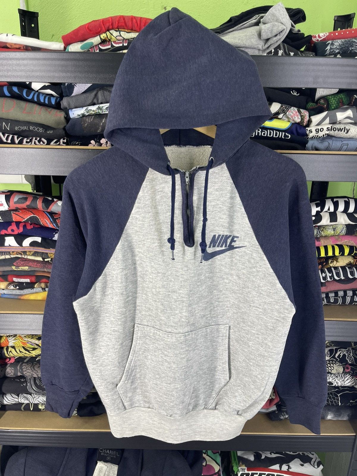Nike Vintage 80's Nike Raglan Sleeve Halfzip Pullover Hoodie Size US M / EU 48-50 / 2 - 1 Thumbnail