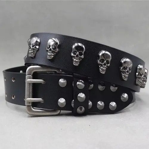 Japanese Brand Matsuda x Asai Skull Studded Punk Leather Cowboy Belts Size ONE SIZE - 5 Thumbnail