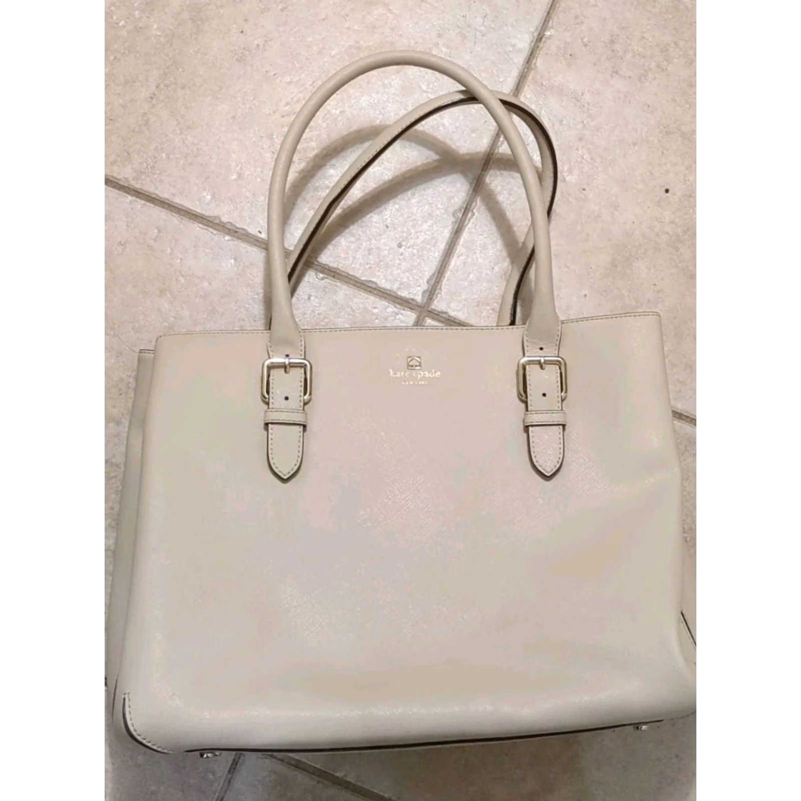 Vintage kate spade new york Cove Street Saffiano Leather Leather Tote bag Handbag Beige Large Women Size ONE SIZE - 2 Thumbnail