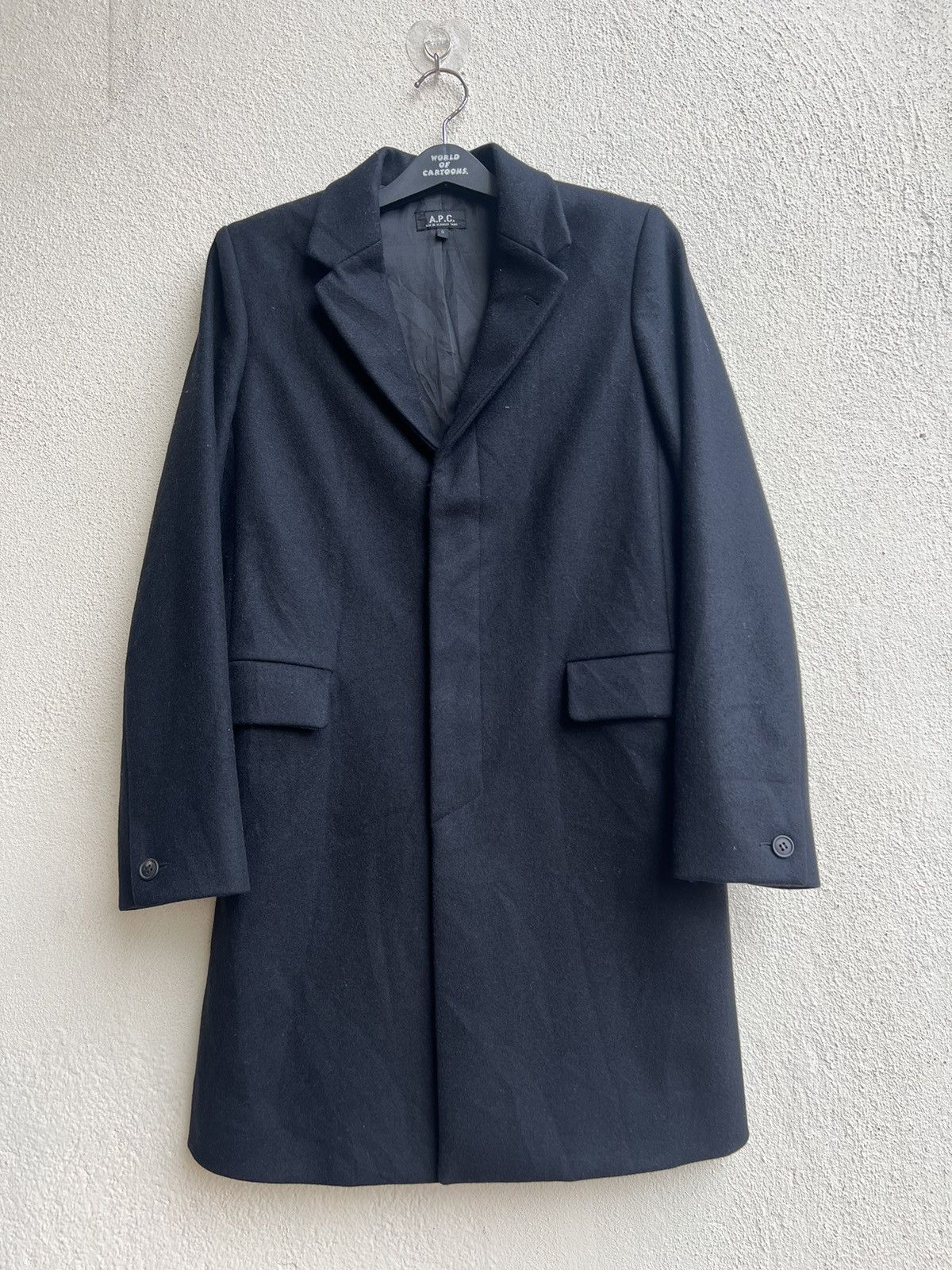 A.P.C. RARE! Archive 1998 A.P.C. France Black Wool Overcoat Jacket Size US S / EU 44-46 / 1 - 6 Thumbnail