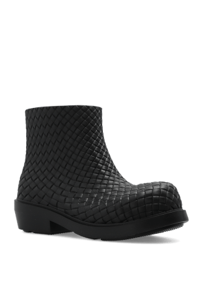 Bottega Veneta o1s1rm1025 Fireman Intreccio Ankle Boots in Black Size US 6 / IT 36 - 2 Thumbnail