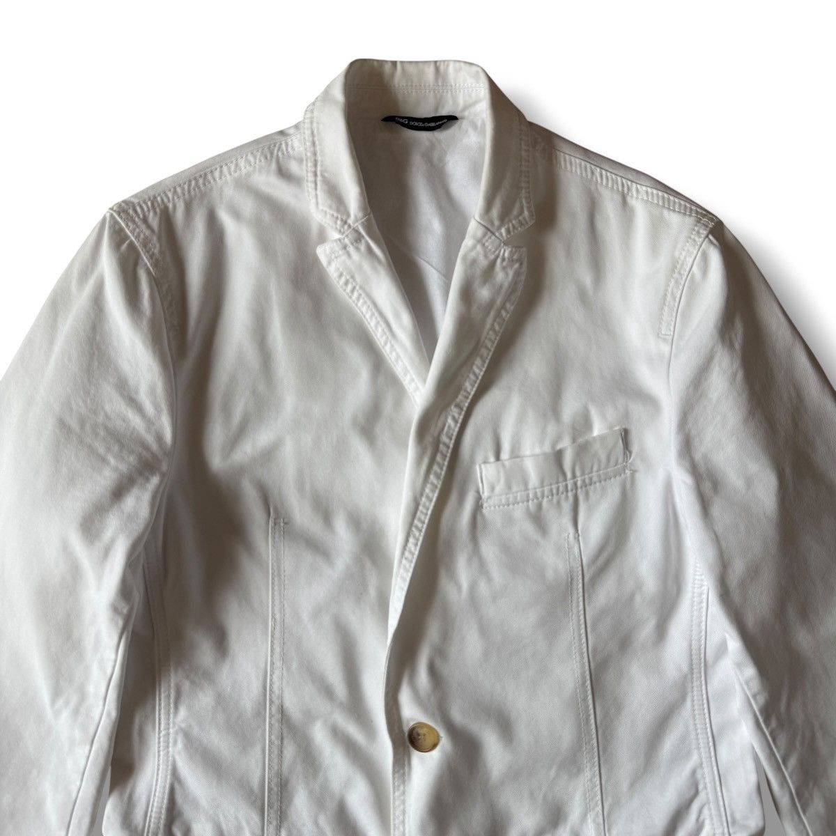Dolce & Gabbana Dolce & Gabbana White Cotton Single Breast Coat Size 46S - 6 Thumbnail