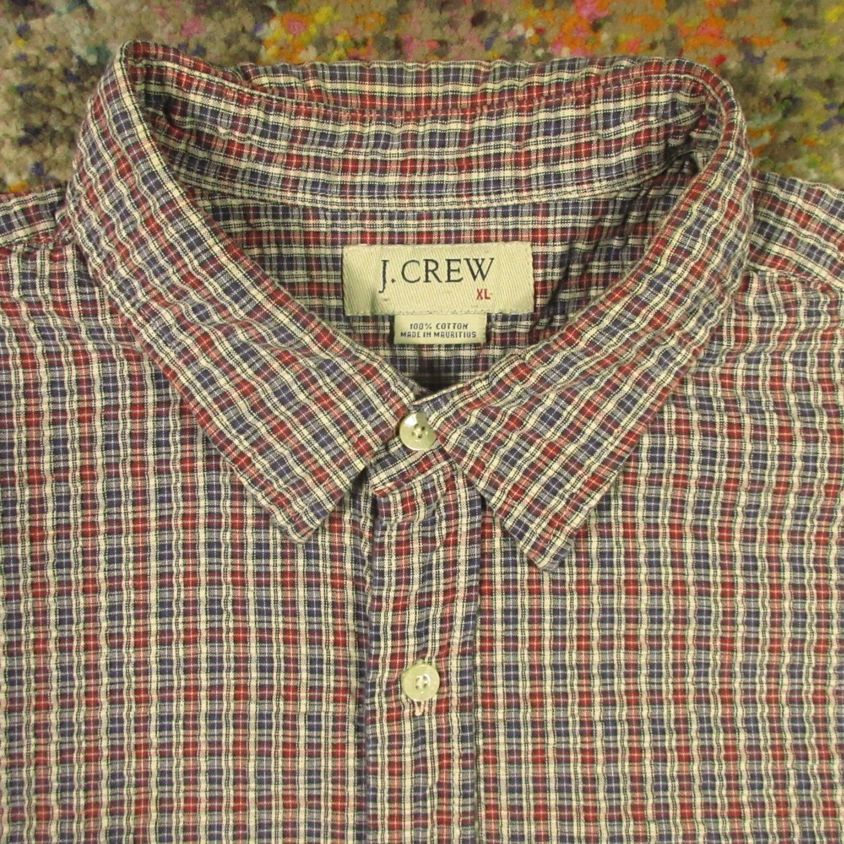 J.Crew J.CREW Seersucker Short Sleeve Button Shirt Mens XL Multicolor Striped Classic Pocket Button-Up Shirt Size US XL / EU 56 / 4 - 3 Thumbnail