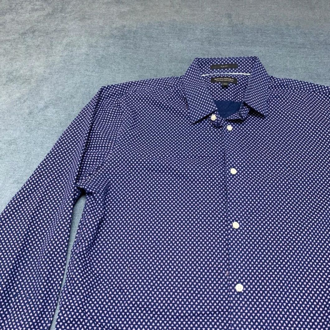 Banana Republic Banana Republic Dress Shirt Mens Large Blue Printed Cotton Non Iron Slim Fit Size 42R - 4 Thumbnail