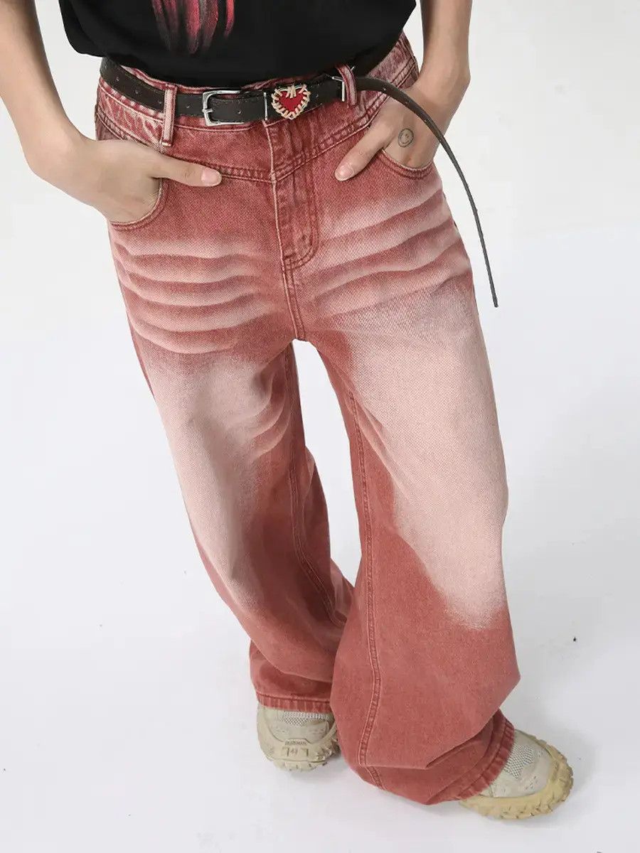 Japanese Brand Retro straight leg wide leg high street jeans Size US 32 / EU 48 - 2 Thumbnail