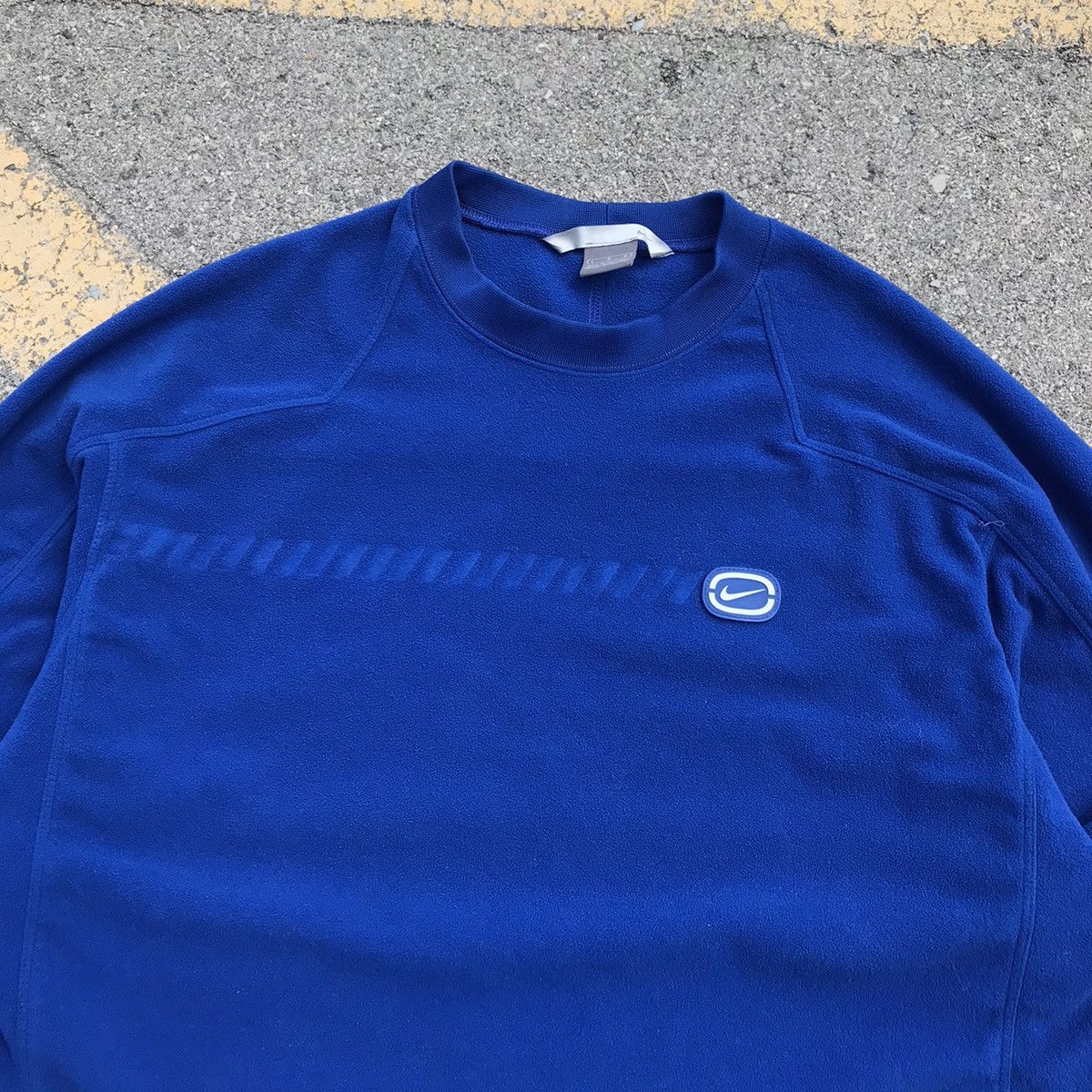 Nike × Vintage Vtg Y2K 00s Nike Rubber Logo fleece blue Sz L Size US L / EU 52-54 / 3 - 2 Thumbnail