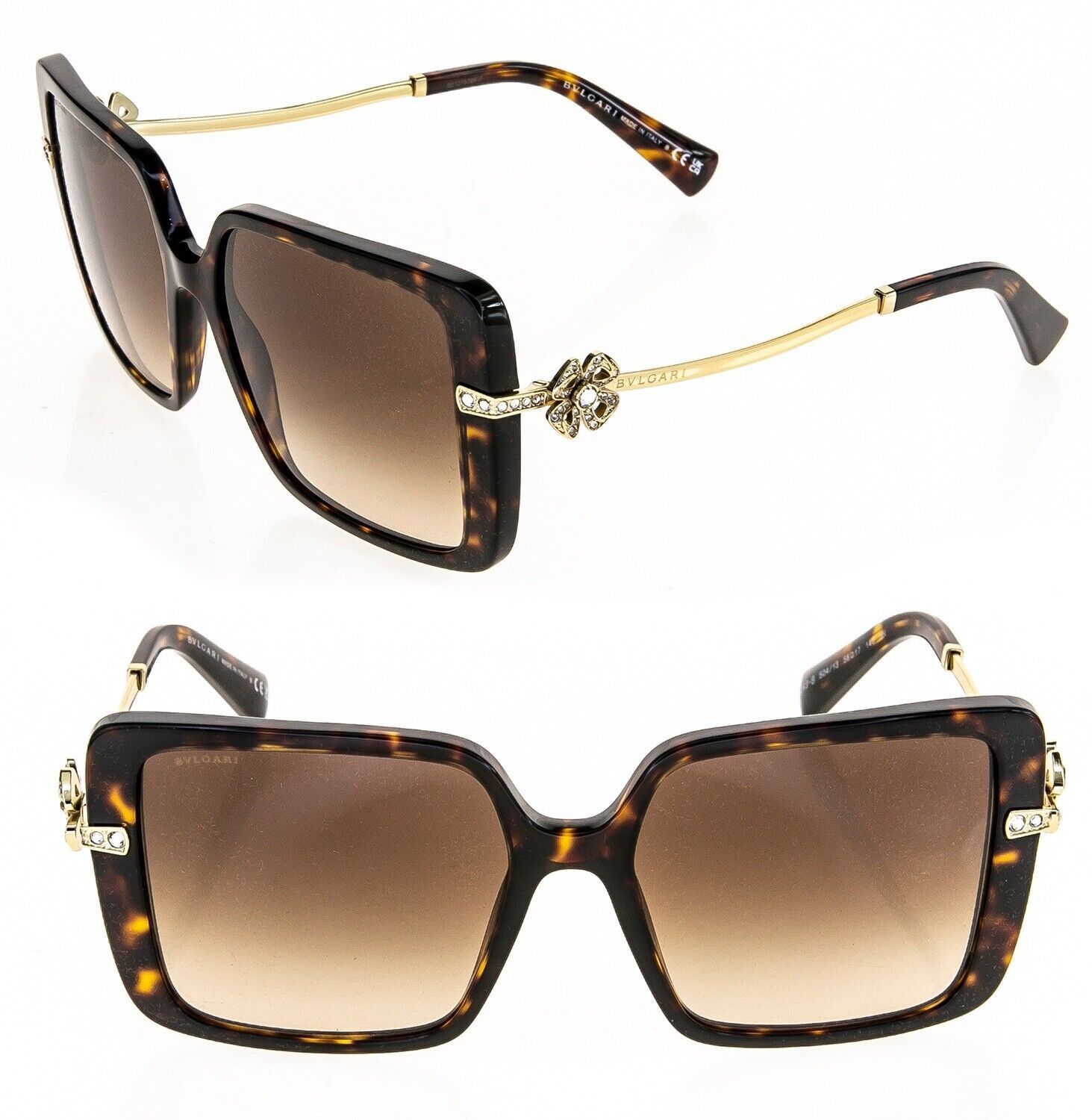 BVLGARI FLOWER BV8243B Gold Brown Rectangle Sunglasses 8243