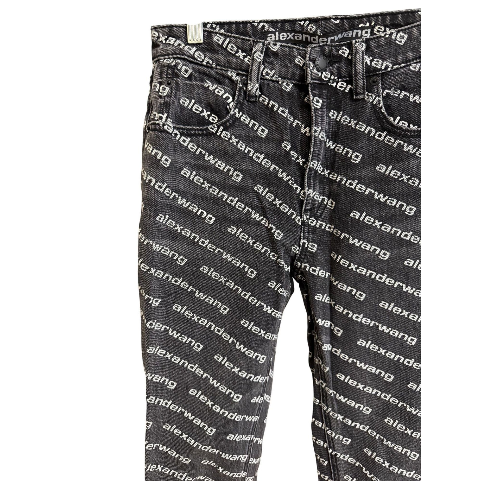 Alexander Wang Alexander Wang Black & White Logo Print Denim Jeans Straight Size 26" / US 2 / IT 38 - 3 Thumbnail
