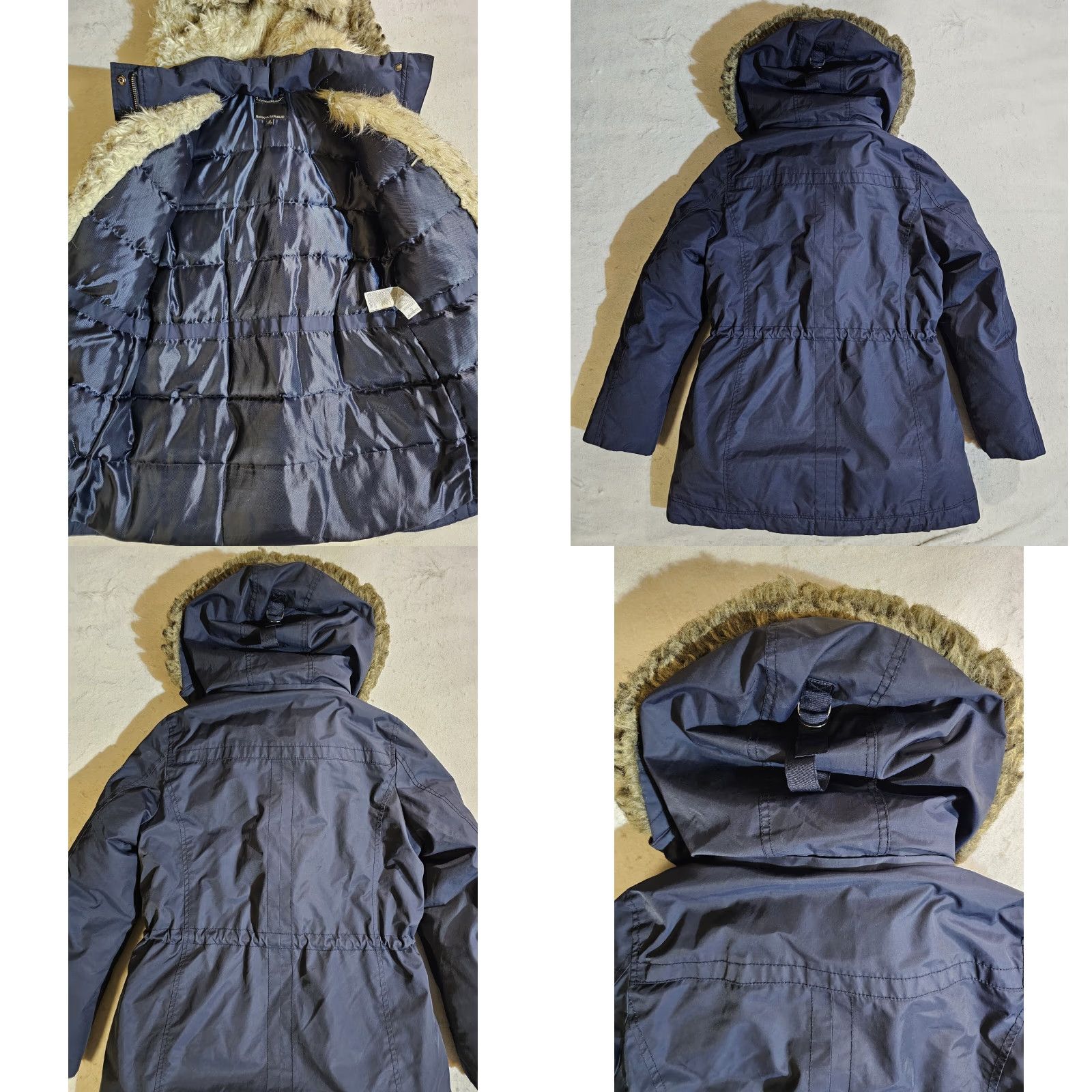 Banana Republic Banana Republic Parka Jacket Womens M Blue Down Faux Fur Hooded Removable Hood Classic 2 Way Front Zipper Pockets Winter Casual Travel Long Coat Size M / US 6-8 / IT 42-44 - 8 Thumbnail