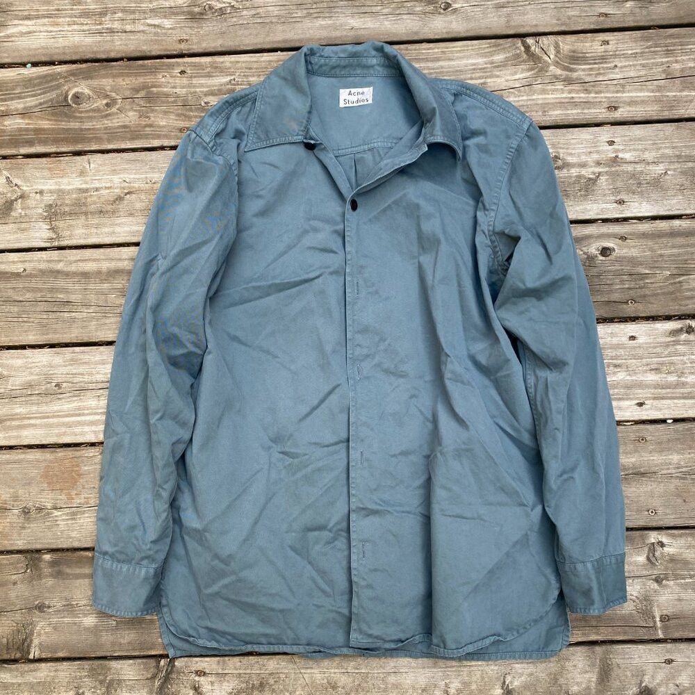 Acne Studios Acne Studios Oversized Cotton Overshirt Jacket Teal Blue Si Size US XL / EU 56 / 4 - 2 Thumbnail