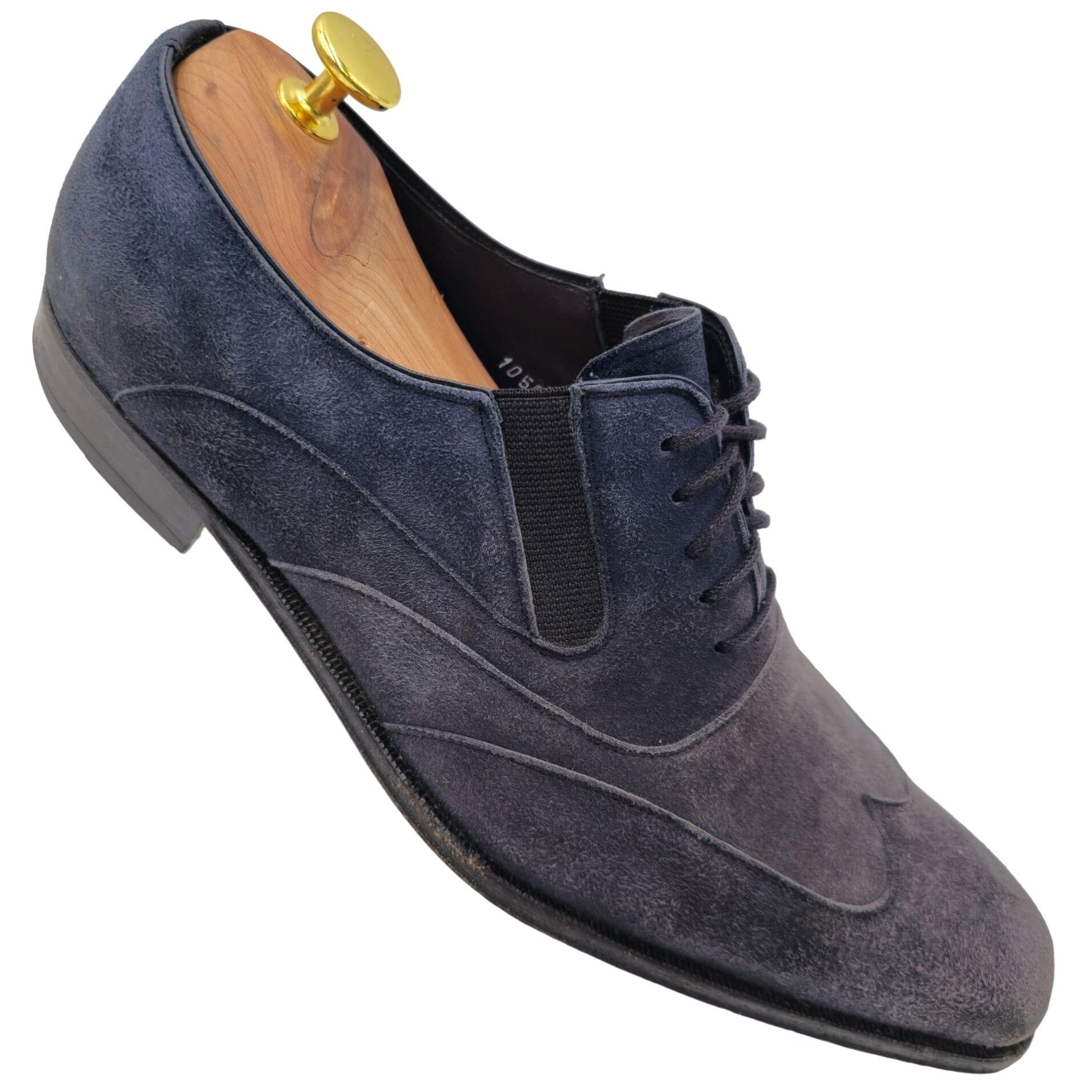 Mezlan Mezlan Hoffman Men's 8.5M Blue Suede Leather Wingtip Oxfords Size US 8.5 / EU 41-42 - 1 Thumbnail