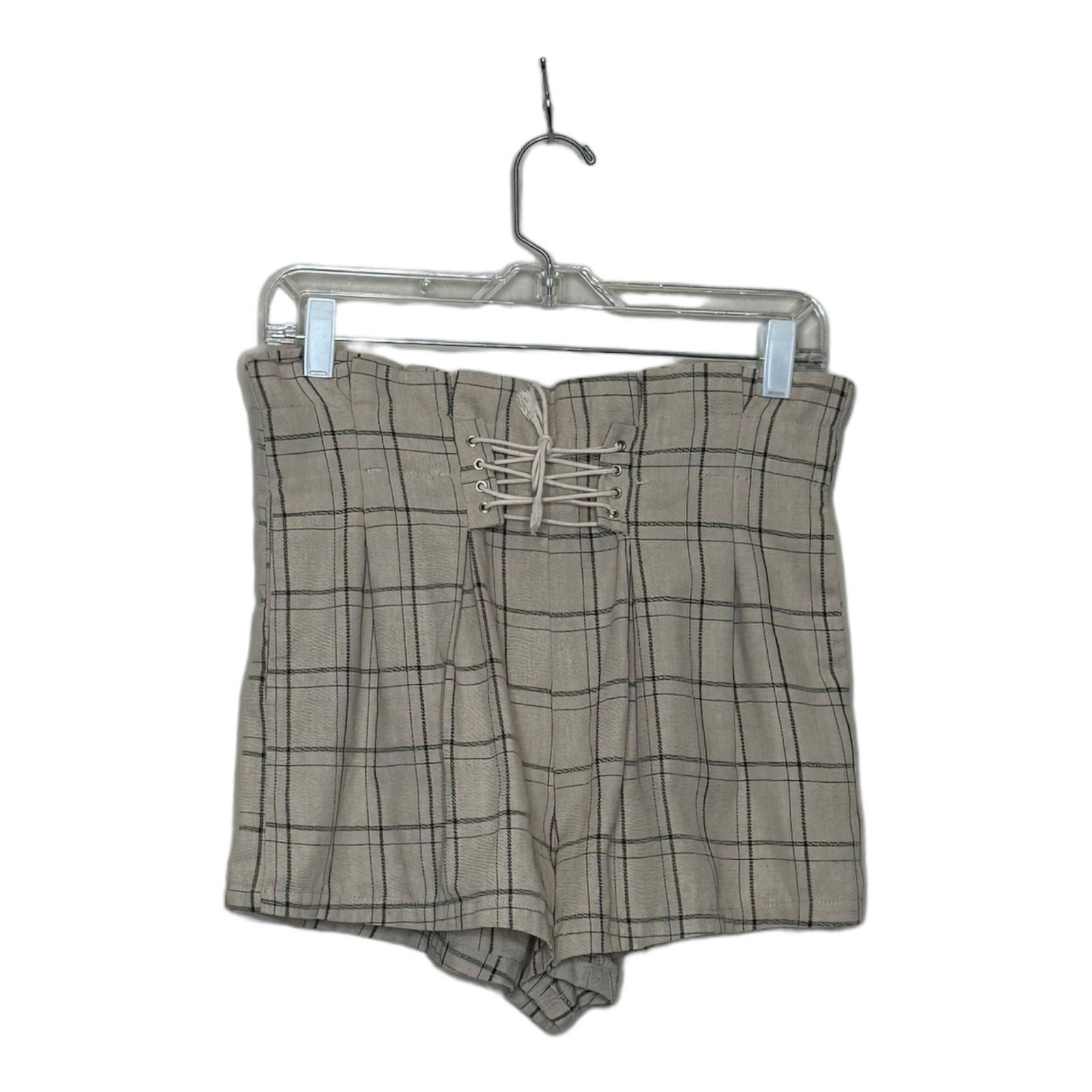 Shein Shein beige plaid paperbag lace up detail shorts size M Size 28" / US 6 / IT 42 - 6 Thumbnail