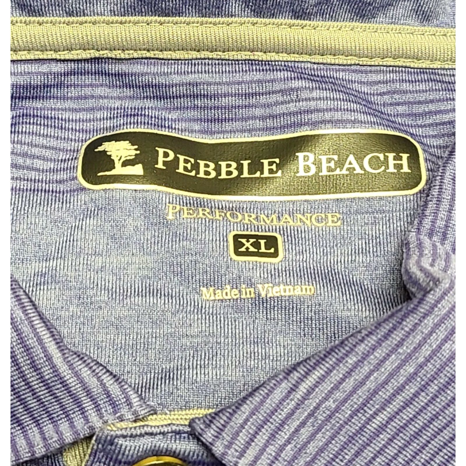 Vintage Pebble Beach Performance Polo Shirt Short Sleeve Blue Striped Mens XL Size US XL / EU 56 / 4 - 2 Thumbnail