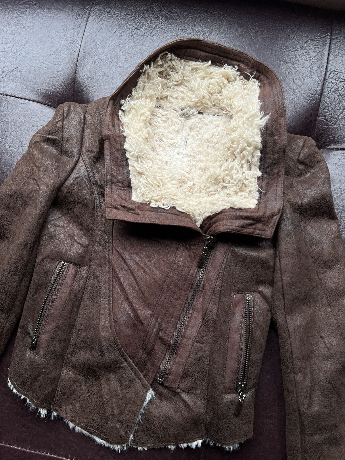 Japanese Brand Vintage brown shearling bike leather jacket 🤎 Size M / US 6-8 / IT 42-44 - 7 Thumbnail