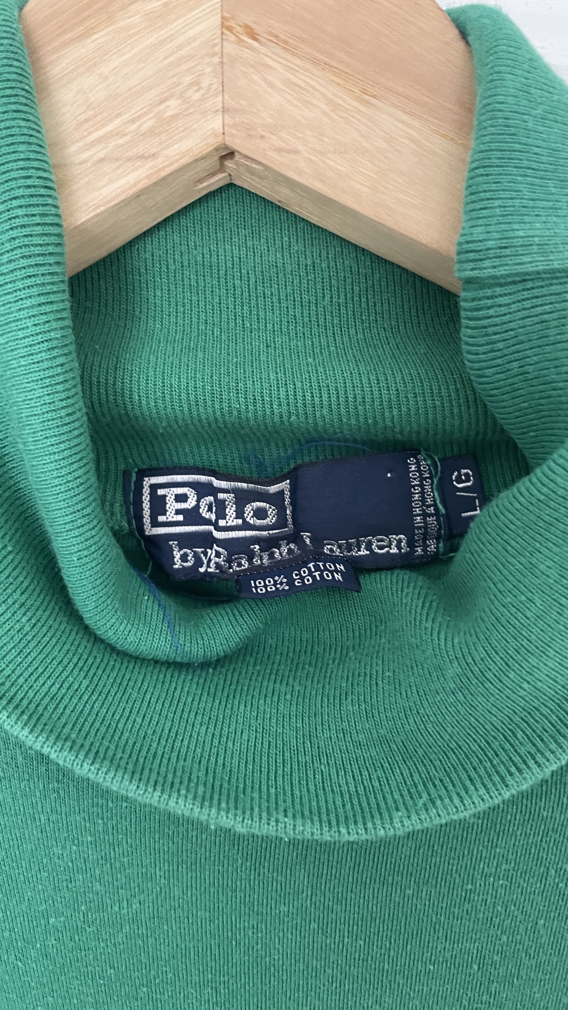 Ralph Lauren GREEN MOCK NECK SWEATER RALPH LAUREN (L) Size L / US 10 / IT 46 - 3 Thumbnail