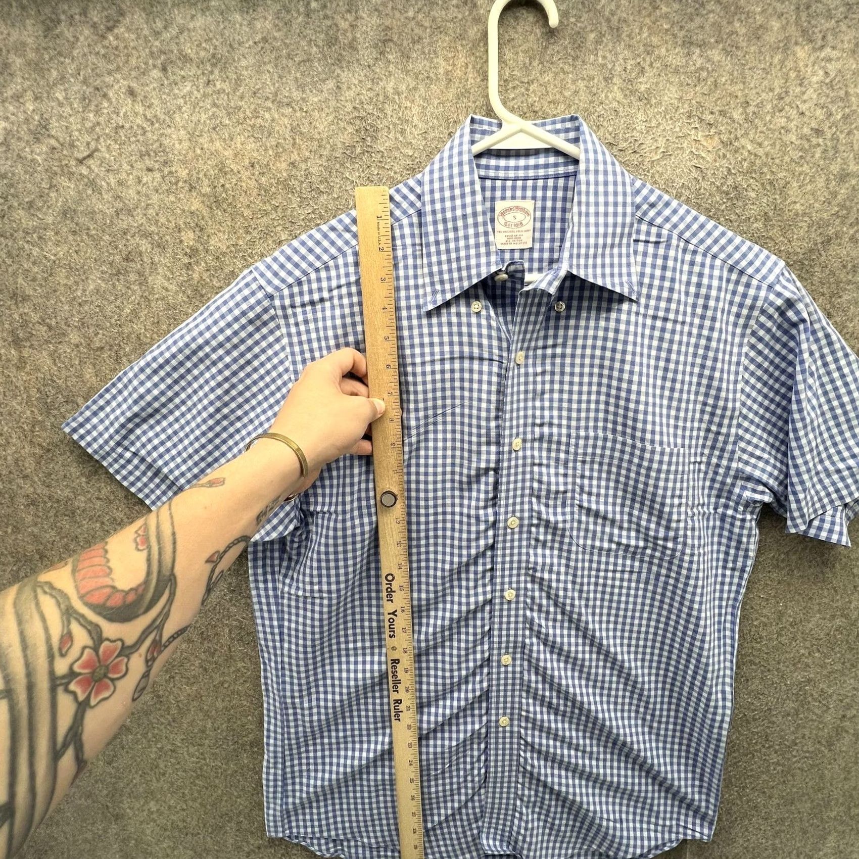 Brooks Brothers Brooks Brothers Shirt Mens S Blue Check Short Sleeve Button Front Casual Size US S / EU 44-46 / 1 - 4 Thumbnail
