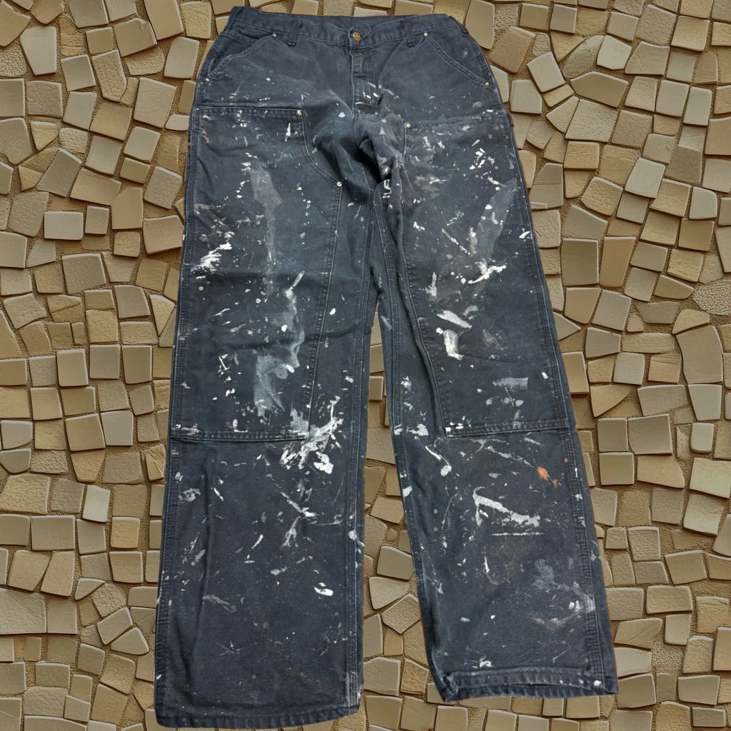 Vintage Carhartt Pants Mens 34x32 Black Double Knee B01 Usa Made Distressed, Men's