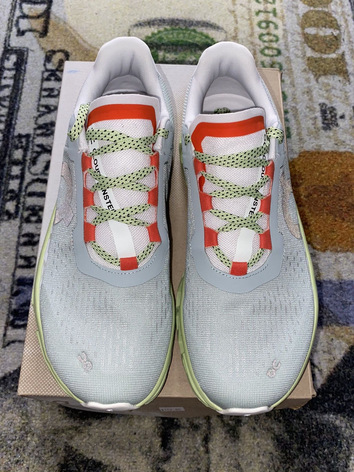 On On Running Cloudmonster Glacier Grey Meadow Green Size US 8.5 / IT 38.5 - 4 Thumbnail