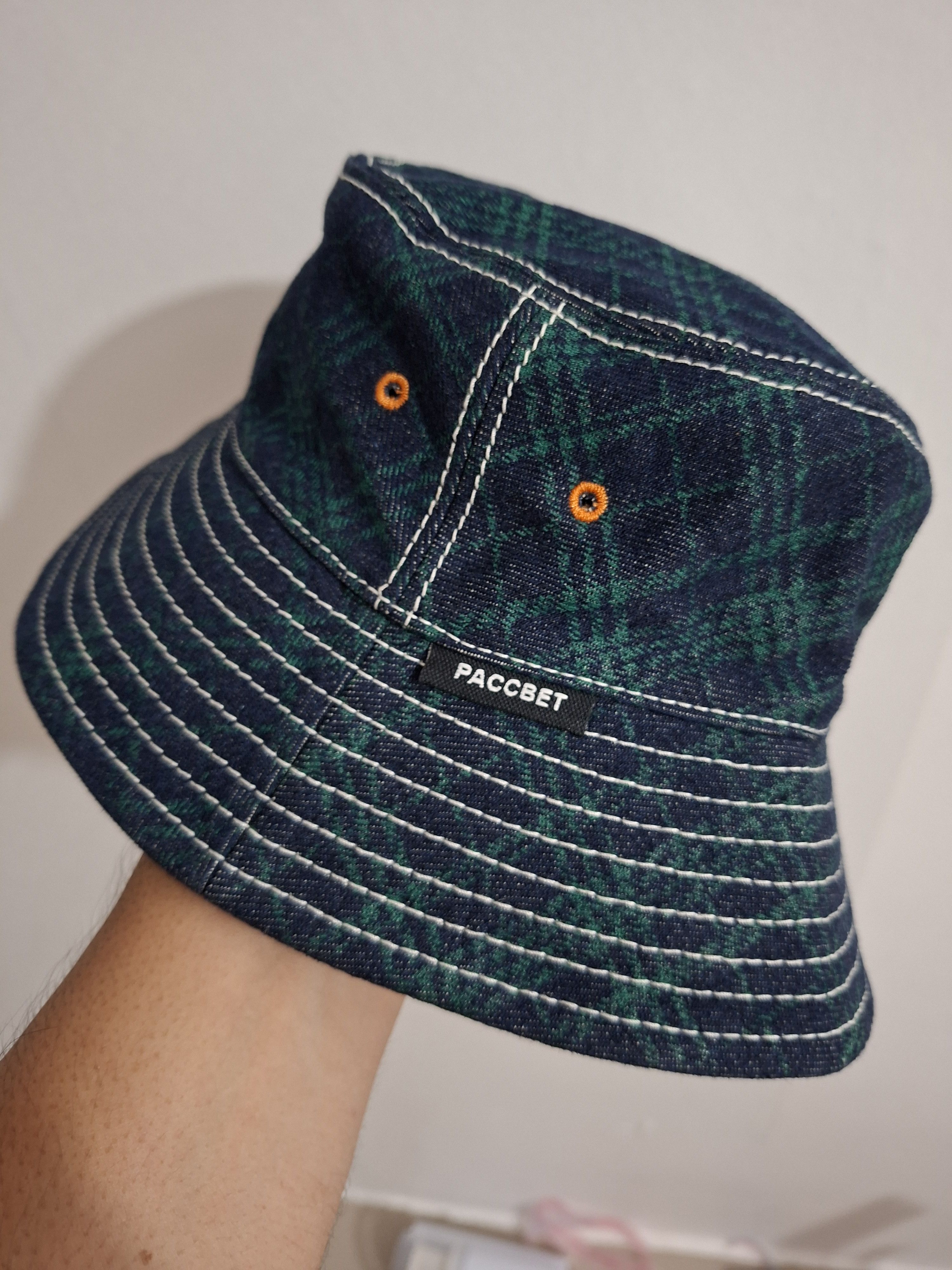 PACCBET Rassvet Navy and Green Check Contrast Stitch Bucket Hat Size ONE SIZE - 4 Thumbnail