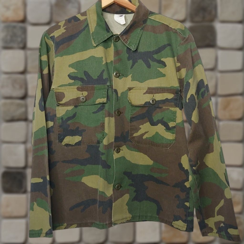 Vintage VINTAGE Woodland Camo Field Jacket Men Small Canvas Green Lightweight Hunting Military Jacket Truck? Size US S / EU 44-46 / 1 - 1 Thumbnail