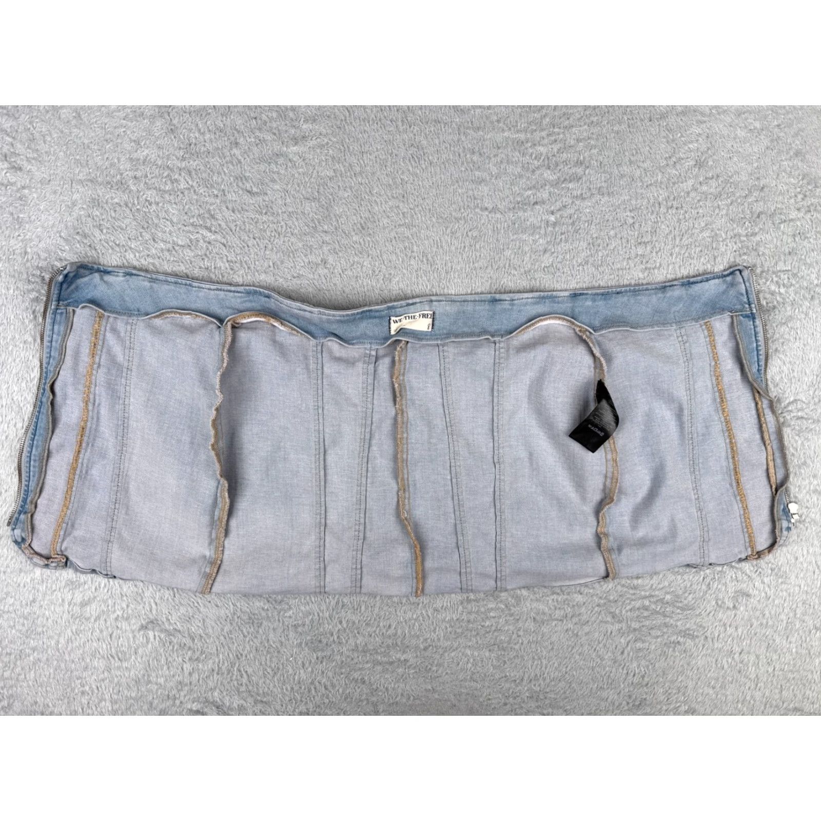 Vintage We The Free Skirt Womens 8 Blue Layla Denim Mini Skirt Cotton Blend Front Zip Size 30" / US 8 / IT 44 - 5 Thumbnail