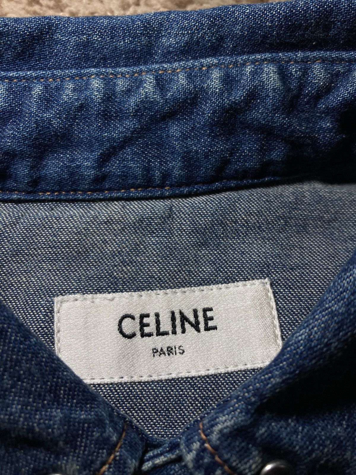 Celine AW20 Celine Studded Denim Western Shirt 2020 Indigo Hedi 70s Size US S / EU 44-46 / 1 - 4 Thumbnail