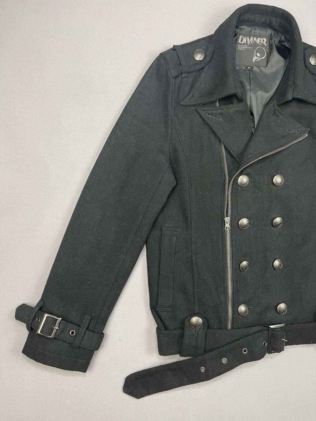 Japanese Brand Skull🔥 DIVINER Double Breasted Wool Biker Jacket Size US M / EU 48-50 / 2 - 4 Thumbnail