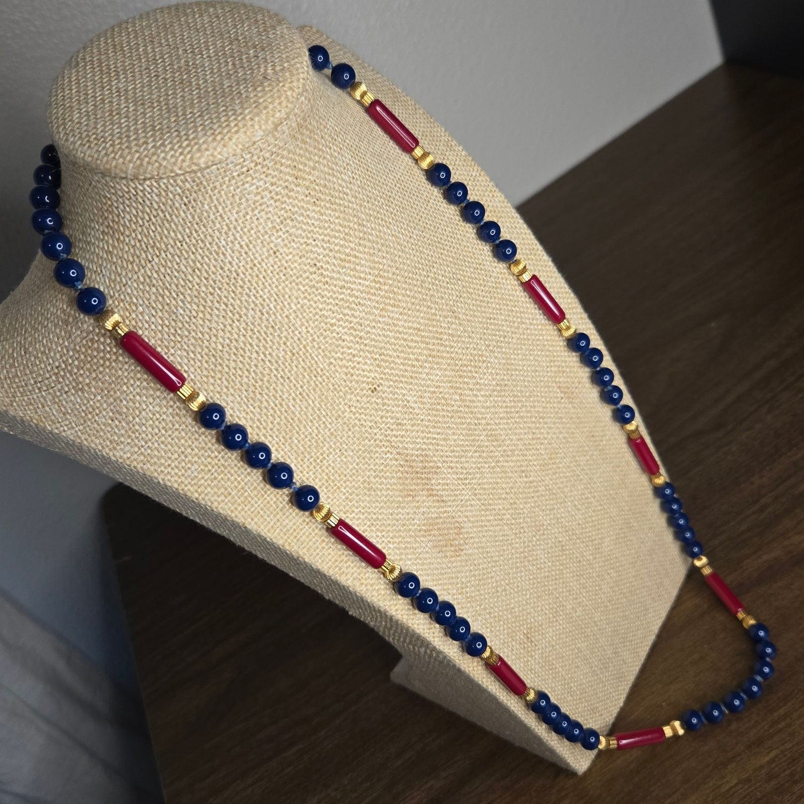 Vintage Vintage Bead Necklace - Blue & Red Glass Size ONE SIZE - 9 Thumbnail