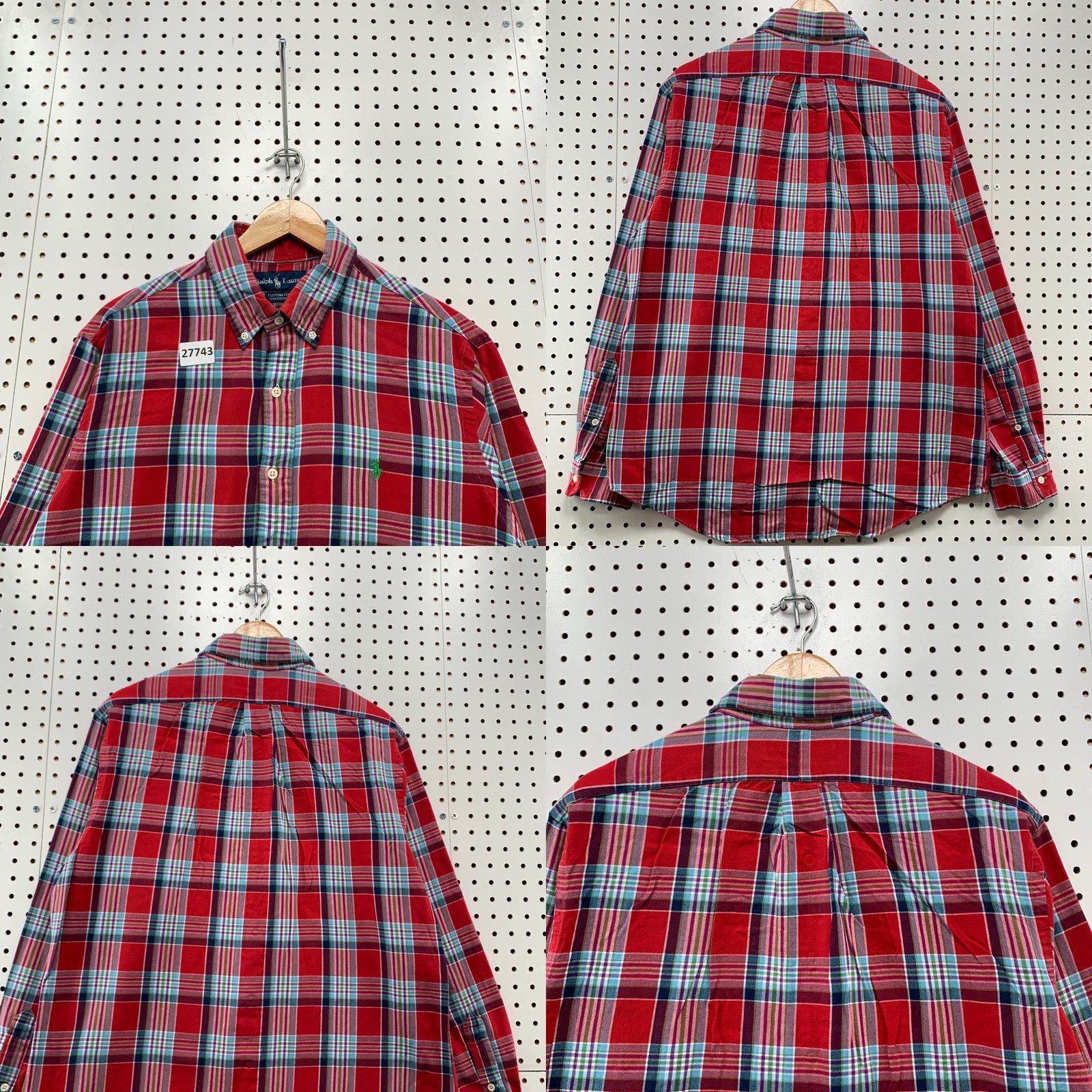 Ralph Lauren Ralph Lauren Button Down Shirt Men L Red Blue Plaid Long Sleeve Custom Fit Size US L / EU 52-54 / 3 - 8 Thumbnail