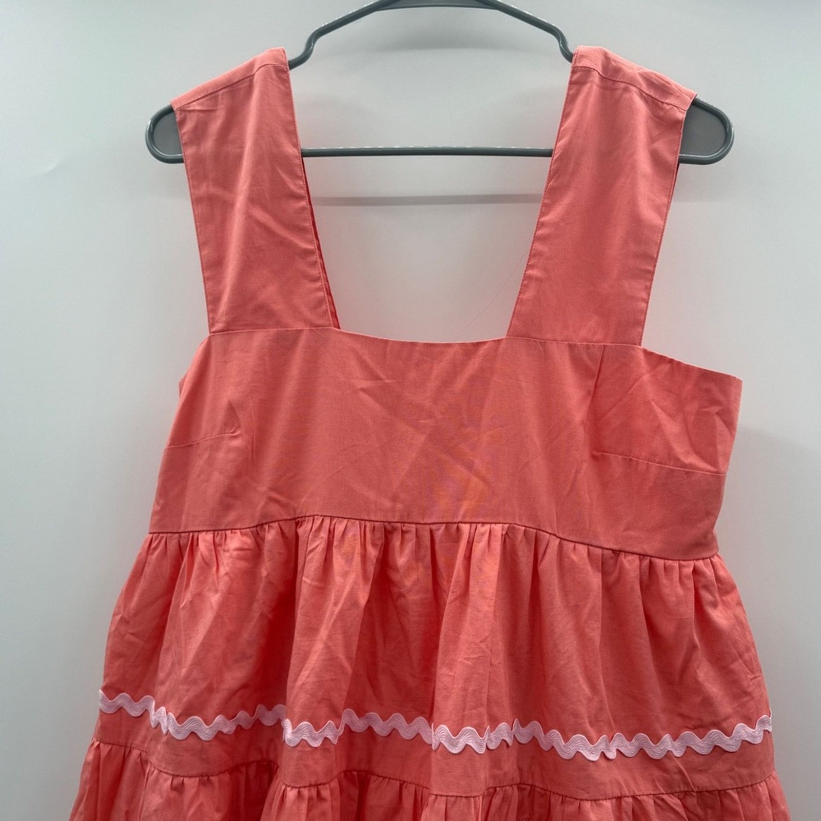 Anthropologie Anthropologie Helena Square Neck Tiered Coral Midi Dress Size S / US 4 / IT 40 - 4 Thumbnail