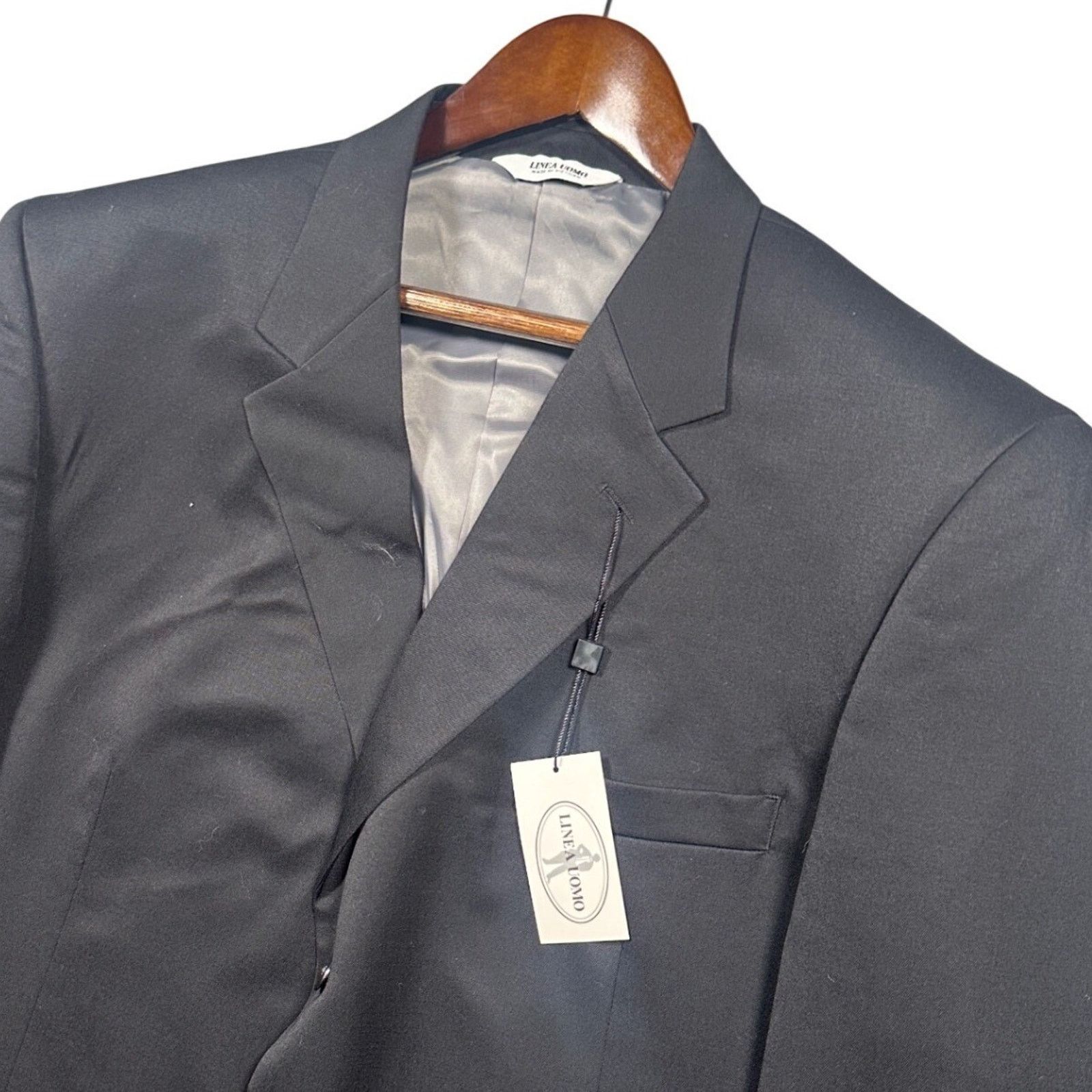 Linea Linea Uomo Blazer Mens 48XL Black NWT Wool Suit Jacket Size 48L - 4 Thumbnail
