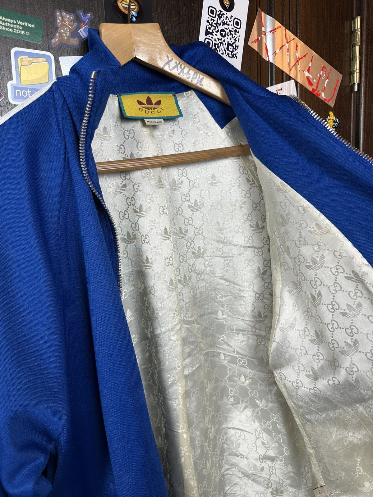 Adidas × Gucci Gucci x Adidas Blue Jersey Jacket Size US M / EU 48-50 / 2 - 7 Thumbnail