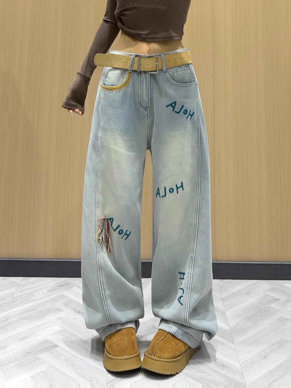 Japanese Brand × Jean Retro embroidered straight leg jeans Size US 30 / EU 46 - 4 Thumbnail