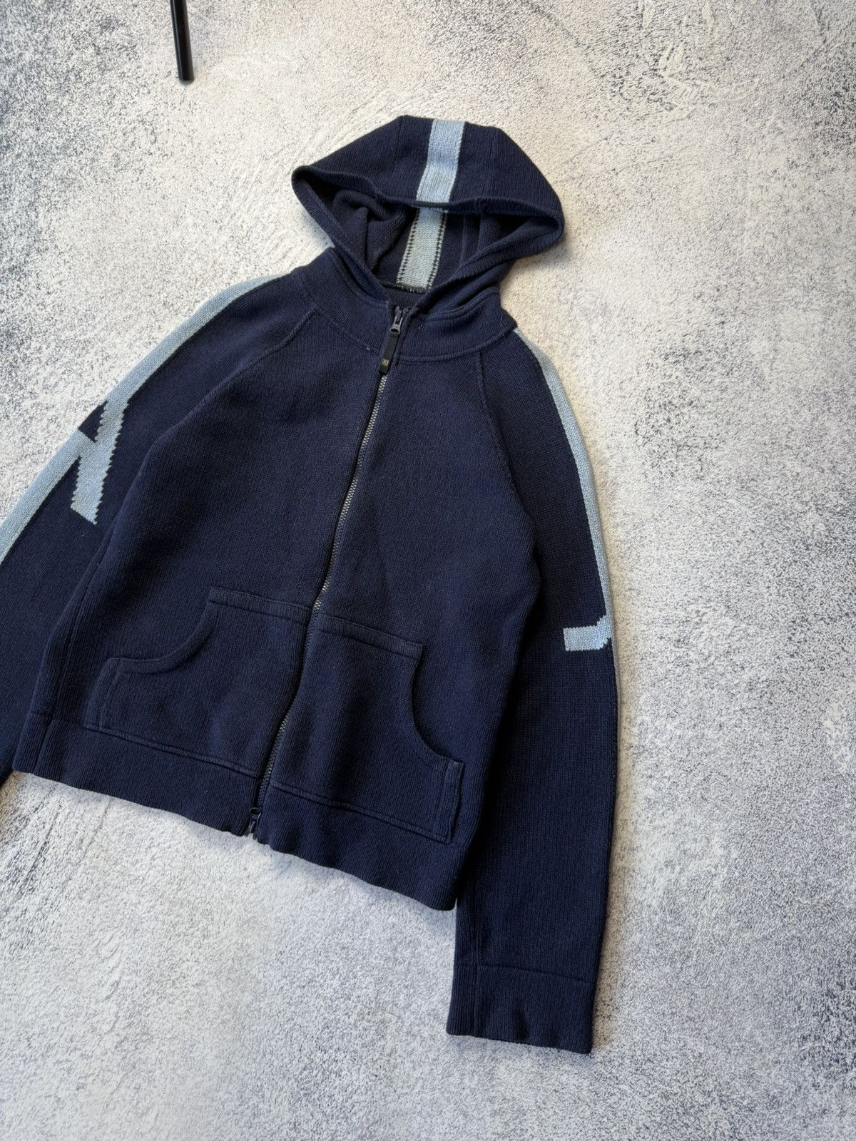 Armani Vintage Armani Jeans Knitwear Hoodie Y2K big Logo Size US L / EU 52-54 / 3 - 3 Thumbnail