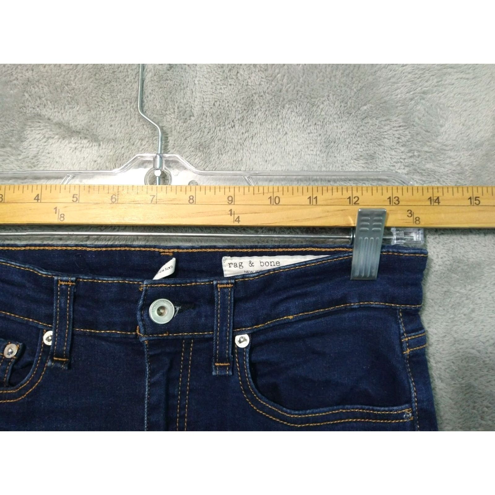 Rag & Bone Rag and Bone Jeans Womens 25 Blue Denim Mid Rise Ankle Skinny Stretch Dark Pocket 5-Pocket Womens Jeans 26.5 Inseam Size 42" / US 20 - 3 Thumbnail