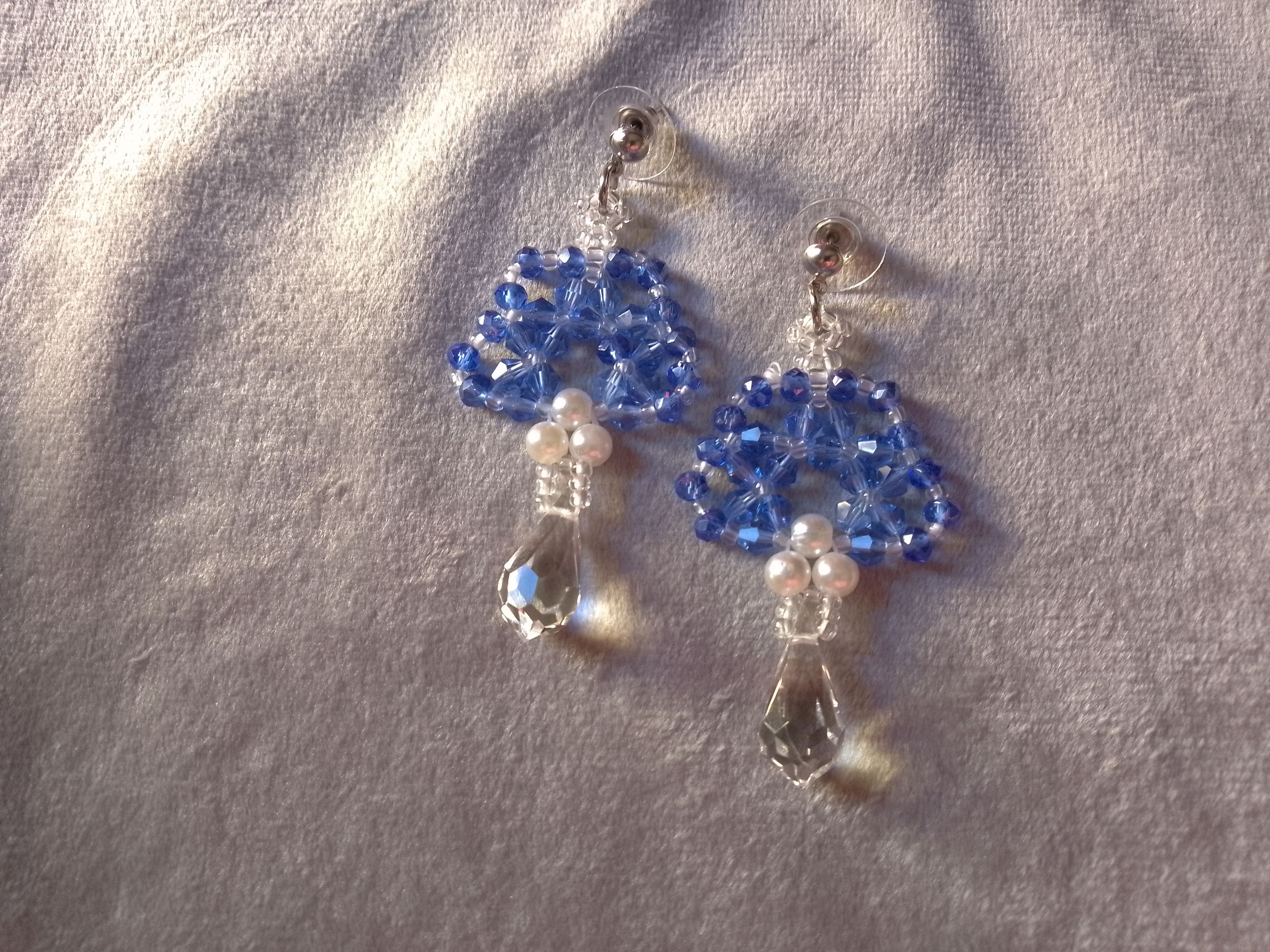 Handmade Earrings. Blue crystal. Elegant. Swarovski teardrop Size ONE SIZE - 4 Thumbnail